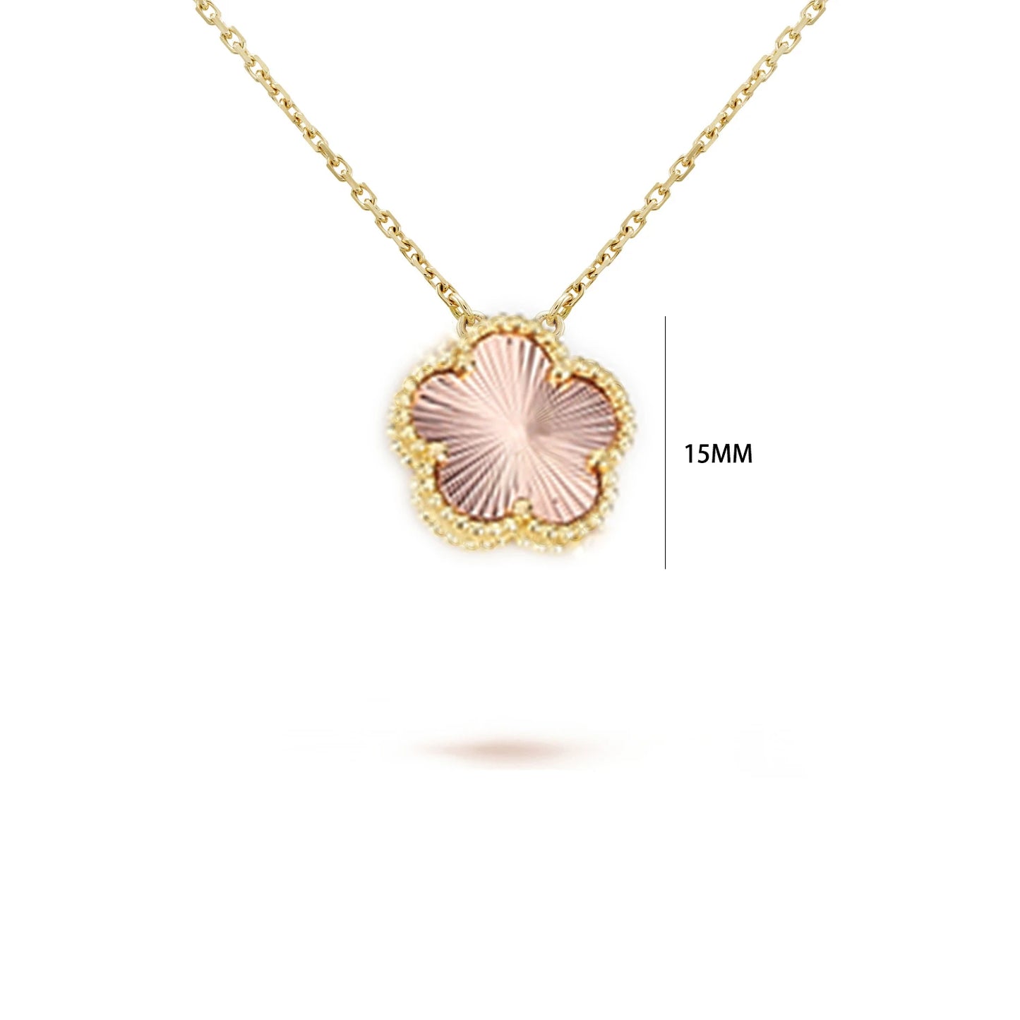 Five-Petal Flower Pendant Necklace — Natural Stone, 7 Colors
