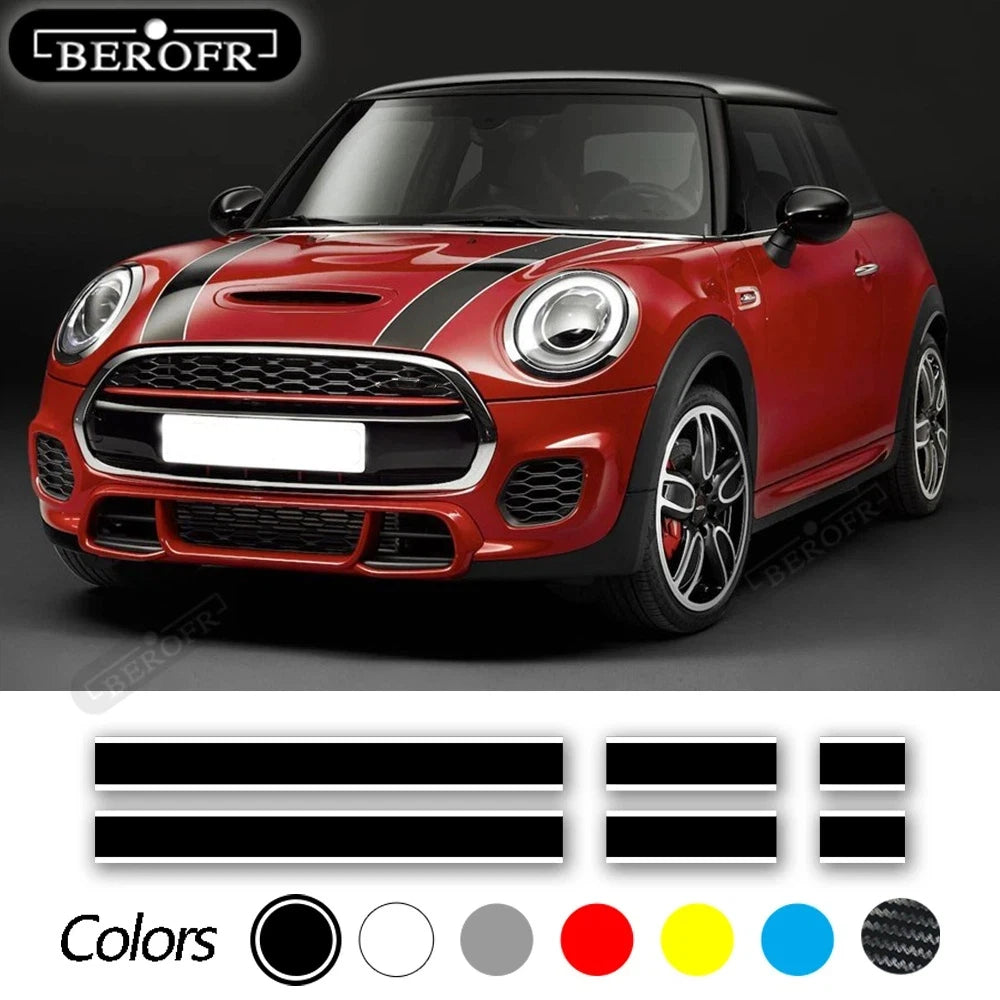 Car Hood Bonnet Stripe Decal – Vinyl Racing Stripes Compatible with MINI Cooper F55 F56 F57 R56 R57