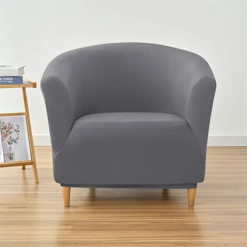 1PC Stretch Club Chair Cover Water Repellent Solid Color Arc Sofa Covers Single Removable Seat Slipcover Hotel Bar Counter Decor