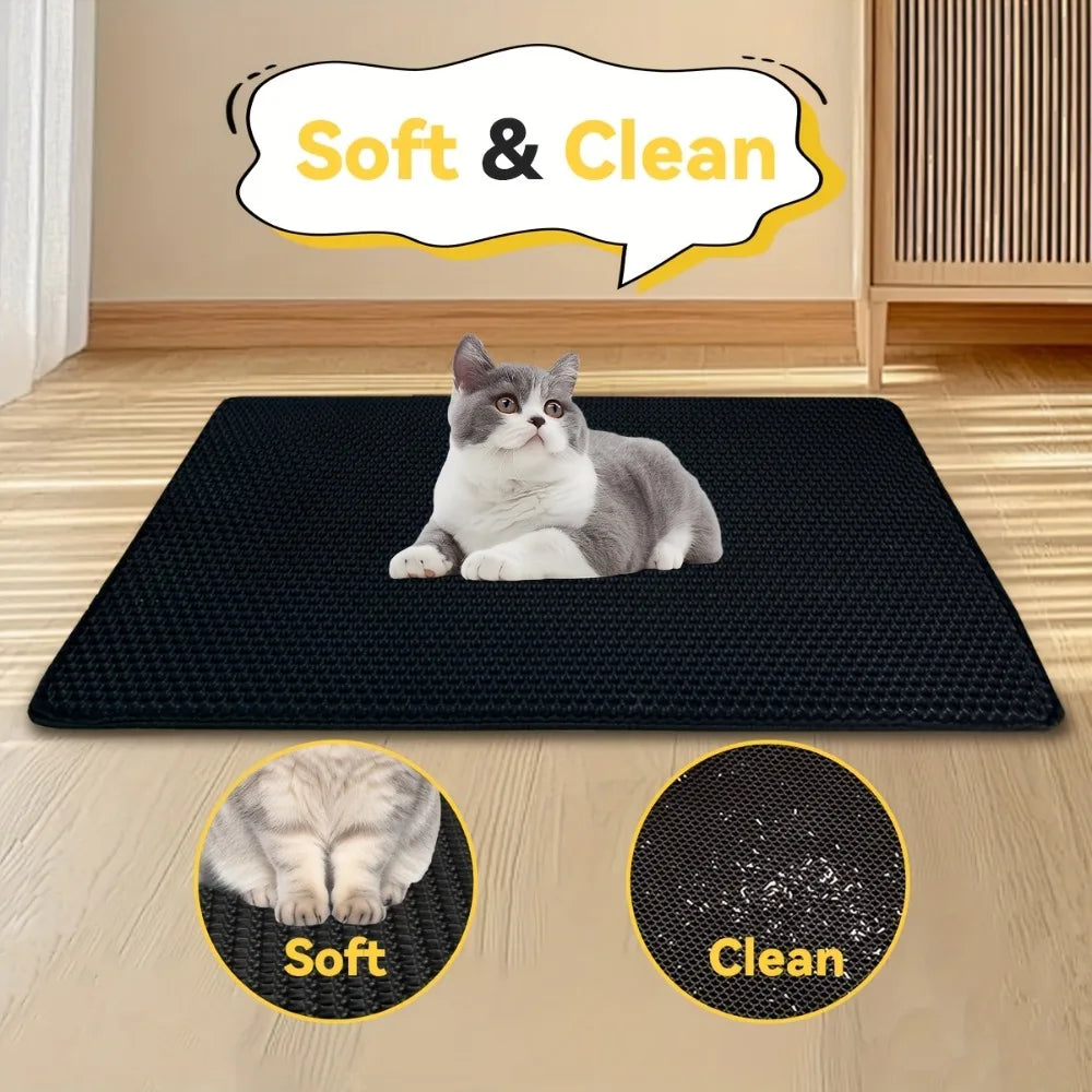 Large Cat Litter Mat 70 x 120 cm - Double Layer Litter Trap – photo 3