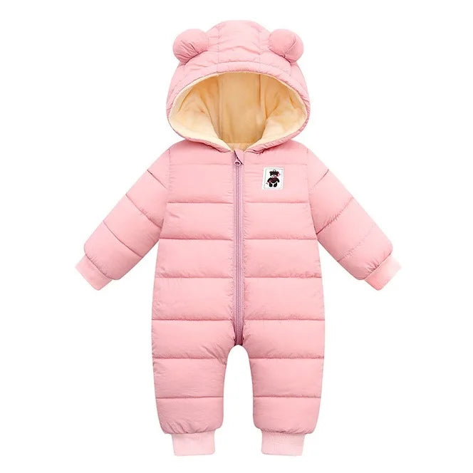 Baby Hooded Puffer Jumpsuit - Thick Plush Winter Romper for Outings - photo 10