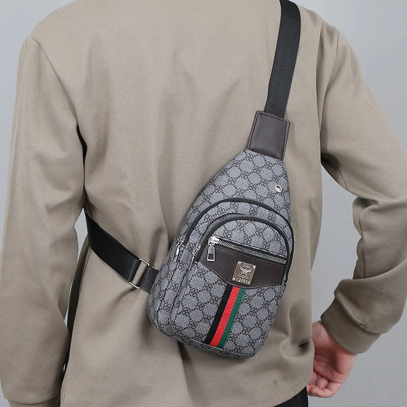 Men's Multifunction Messenger Bag Shoulder Cloth Chest Bags Crossbody Casual Handbag with Earphone Hole