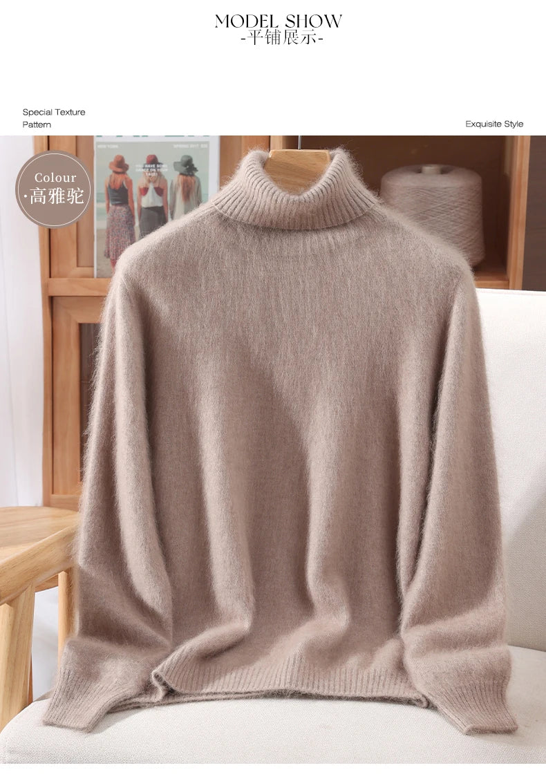 Women's High Collar Knit Sweater, Thick Pullover