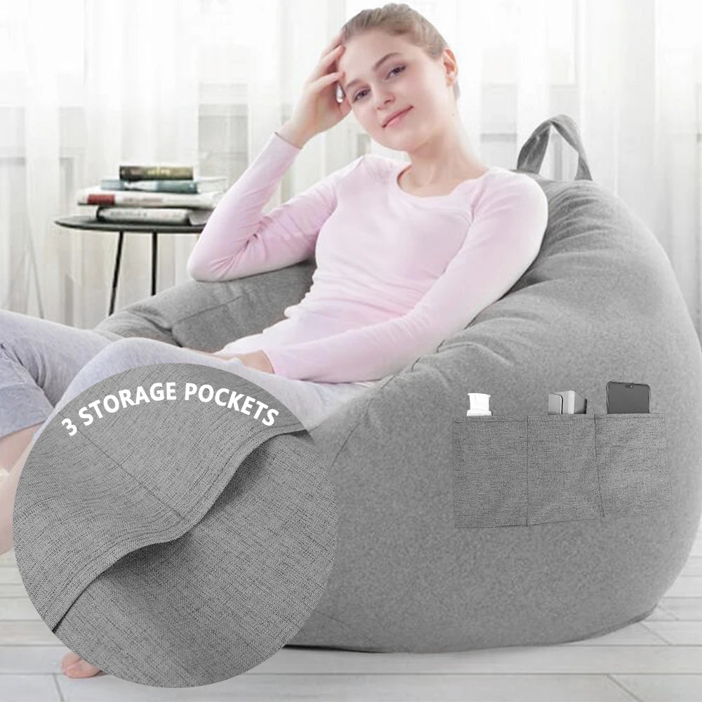 Lazy Sofa Cover Bean Seat Bag Sofa Cover Without Filler Comfortable Beanbags Living Room Pouf Puff Couch Chair Cover Removable