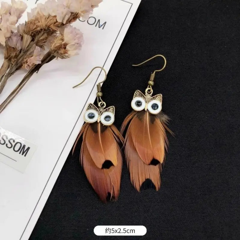 Unique Exaggerate Feather Earrings Creative Feathers Long Earrings Trendy Boho Big Earrings Jewelry Wholesale Custom Packaging
