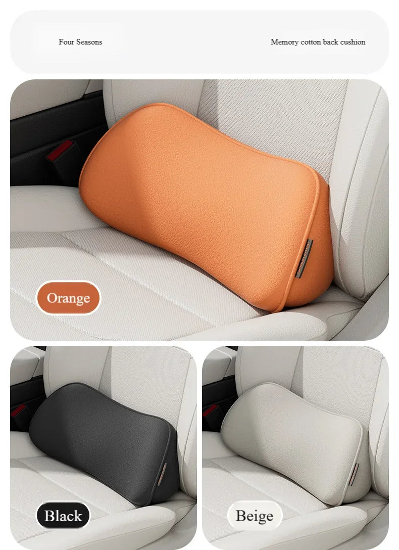 Car Seat Memory Foam Lumbar Support Pillow – Breathable Back Protector for Car & Office Chair