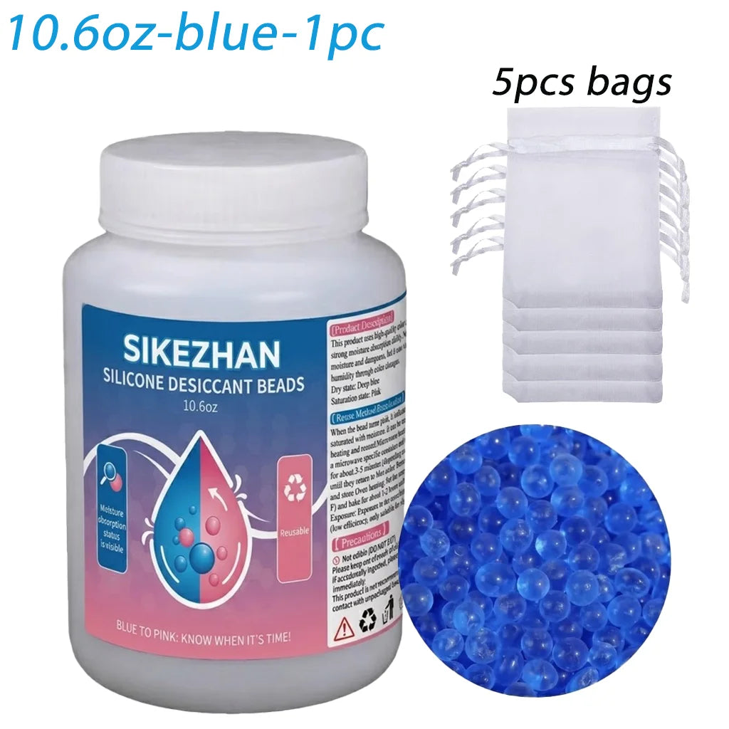 SIKEZHAN 18oz Reusable Silica Gel Desiccant Beads Indicating Moisture Absorber Rechargeable Dehumidifier for Camping Dry Storage