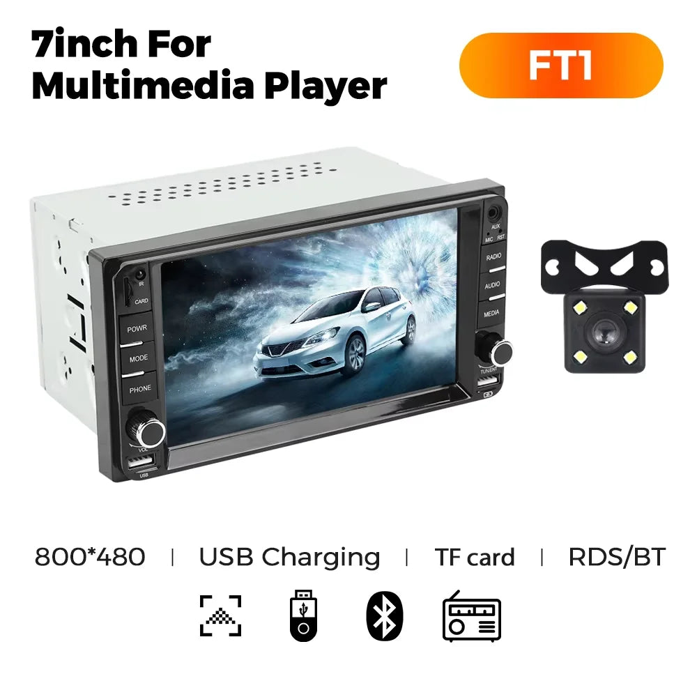 MEKEDE 7" 2-DIN Car Stereo — Wired CarPlay & Android Auto, HD Touchscreen, Bluetooth, USB, FM Radio