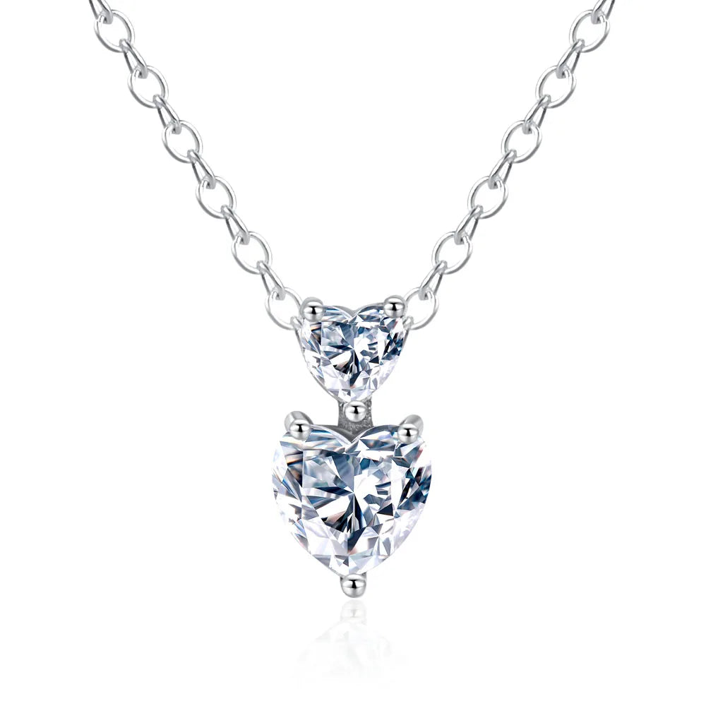 925 Silver Heart & Bow Necklace - Exquisite Women's Jewelry Gift