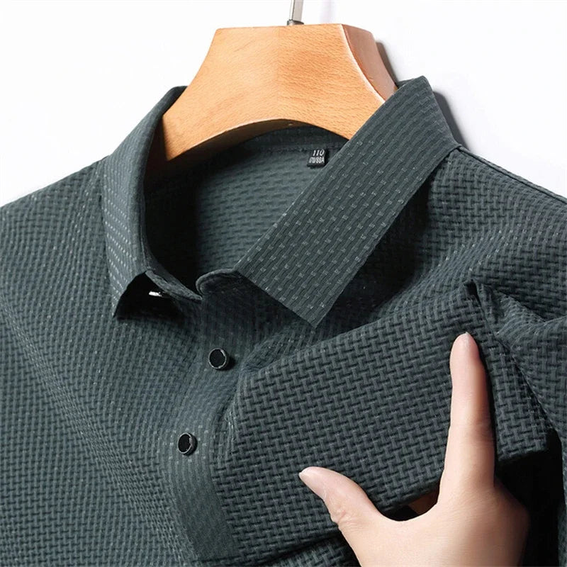 Men's Ice-Silk Polo - Wrinkle-Resistant Cool-Touch, Quick-Dry