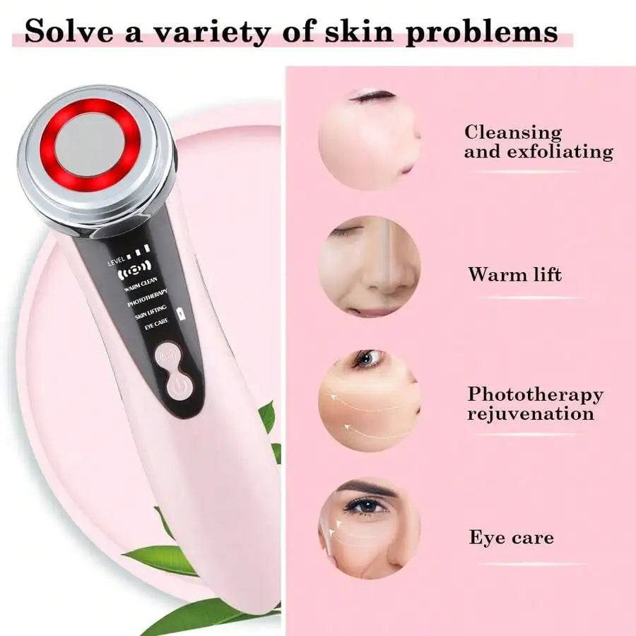 5 In 1 Multifunctional Facial Skin Care Massager Electric Facial Massage Device Color Light Import Instrument Clean Face Skin Re