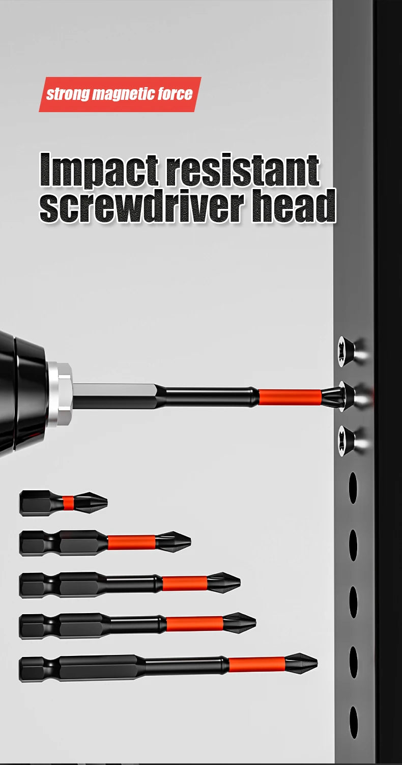 5/12Pcs Magnetic Screwdriver Bits Set Non-slip Shockproof Phillips Impact Hex Shank Alloy Steel for Power Tools
