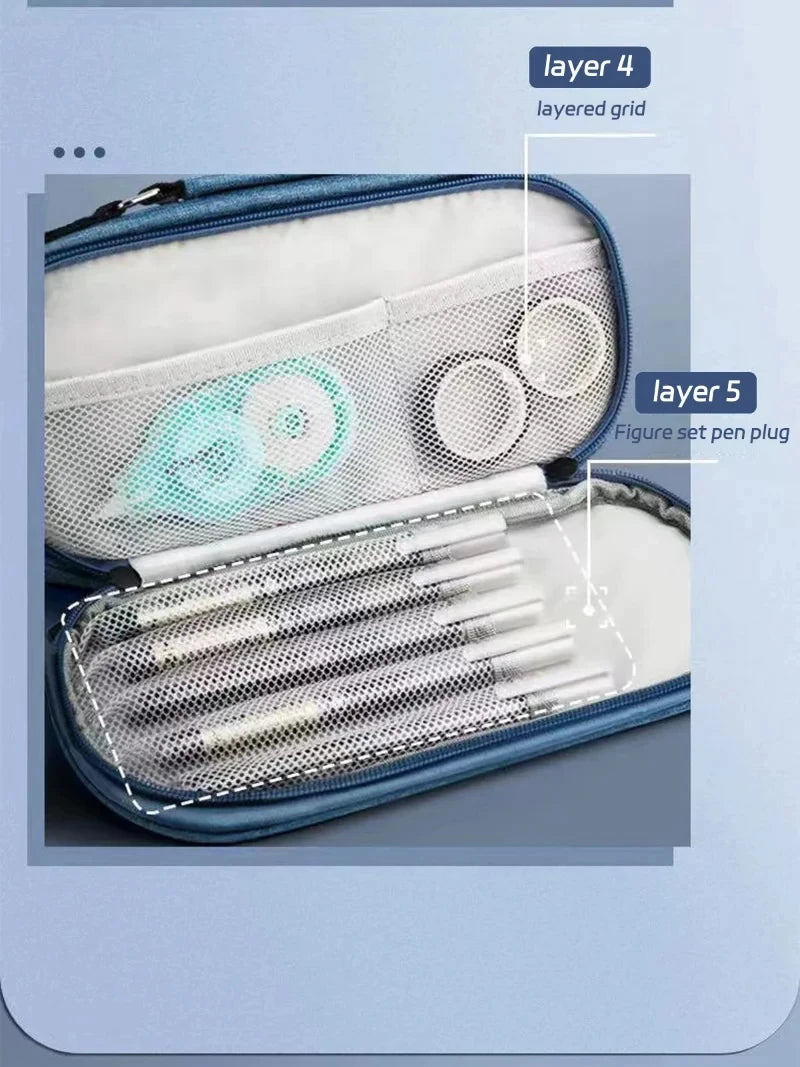 Portable Large Capacity Pencil Case Upper Pen Box Multifunctional Stationery Bag Boy Back to School Office Supplies Stationery
