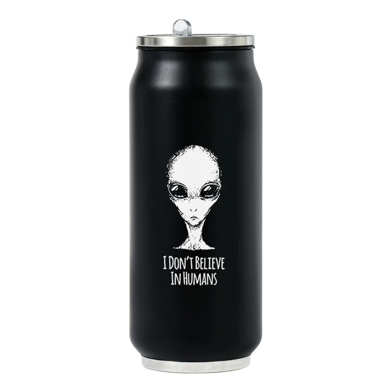 500ML 304 Stainless Steel Cola Can Thermos Custom LOGO Vacuum Cup Flask Portable Double Layers Straw Cup Water Bottle Mug