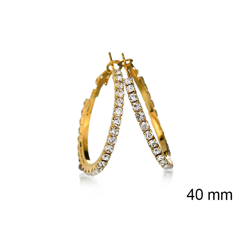 2026 New 30-100mm Large Crystal Hoops Earrings Paparazzi Basketball Wives CZ Hip Hop Earrings Christmas Jewelry Gift