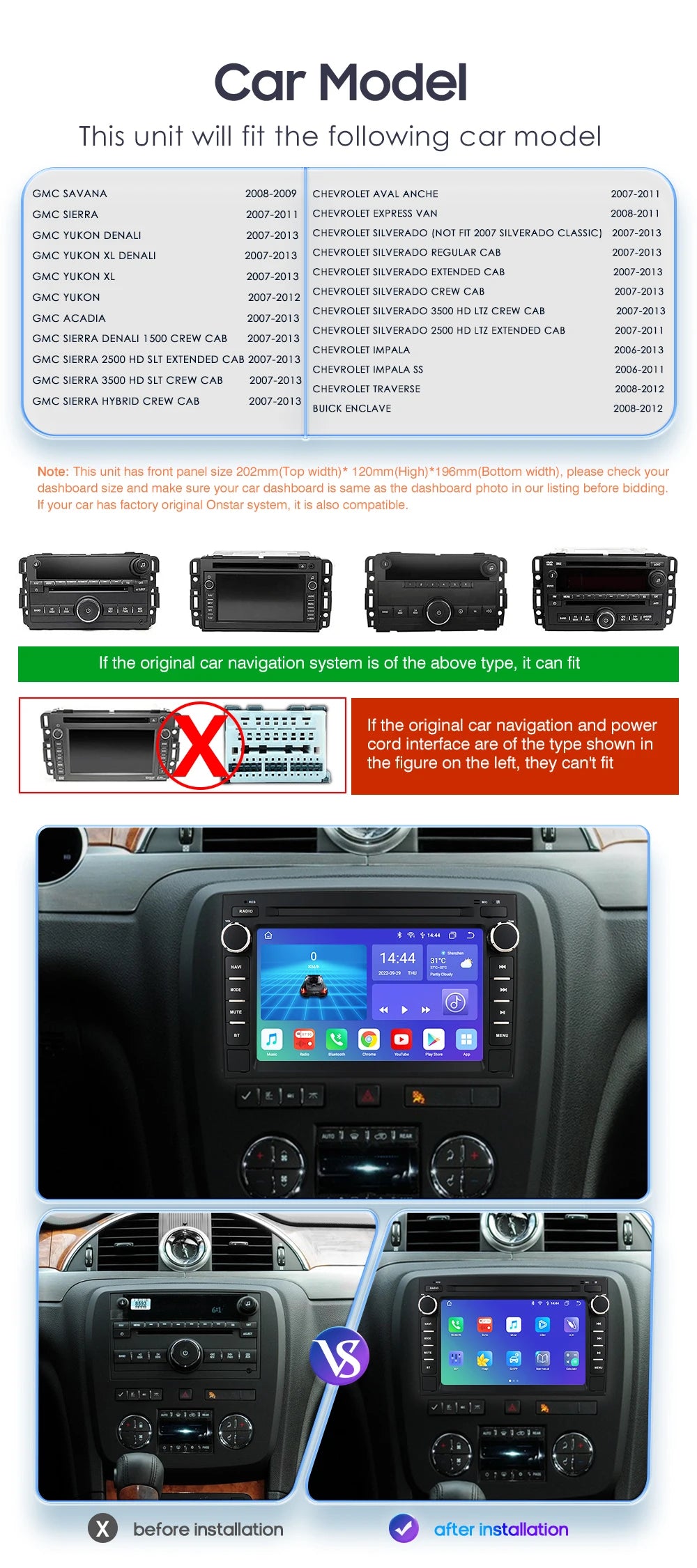 7" Android Car Stereo with GPS & Bluetooth — Chevrolet Silverado, Impala, Traverse & GMC Sierra