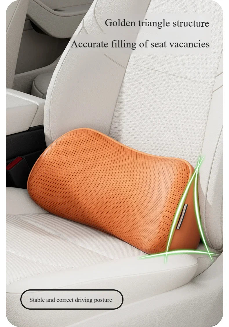 Car Seat Memory Foam Lumbar Support Pillow – Breathable Back Protector for Car & Office Chair