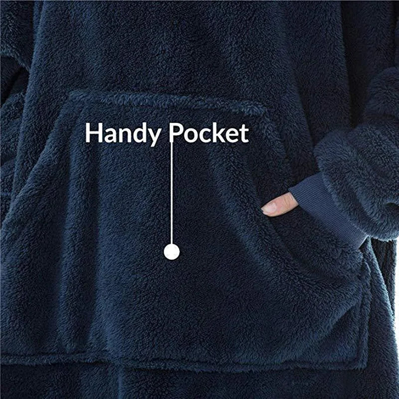 Women's Double-Sided Fleece Hoodie Blanket, Oversized