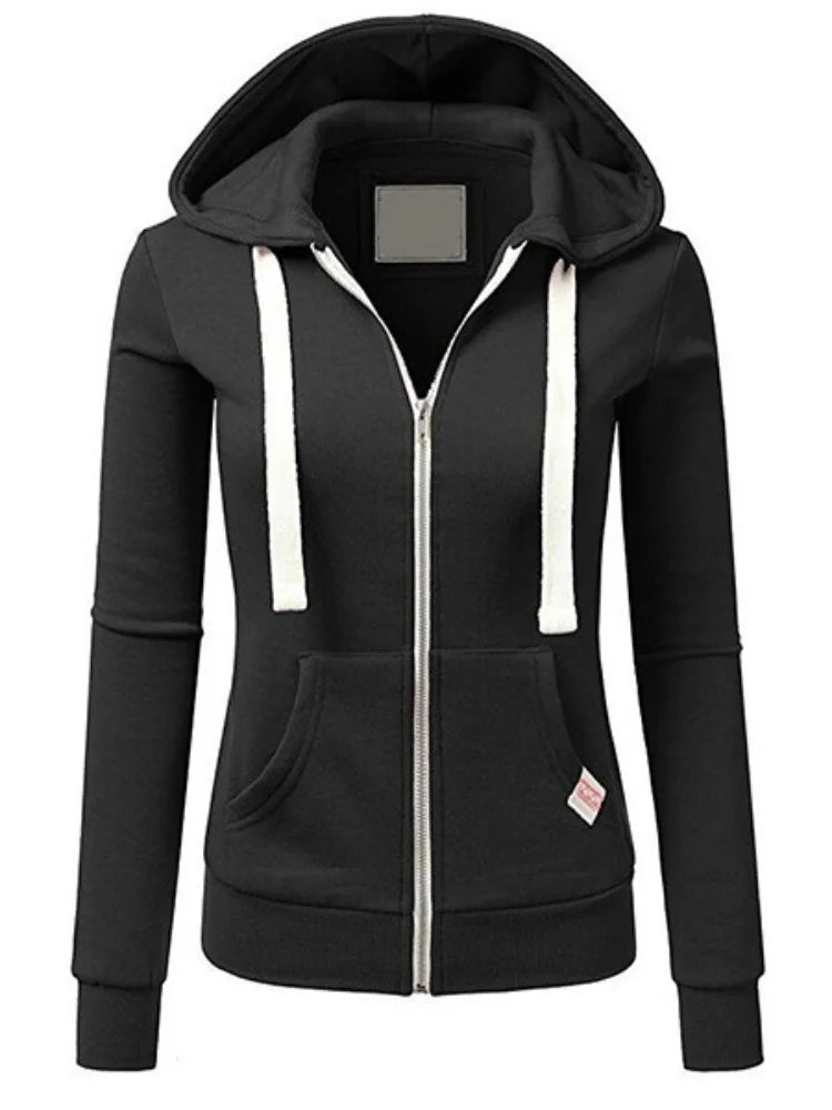 Women's Zip Up Hooded Sweatshirt - Casual Long Sleeve Jacket - photo 5