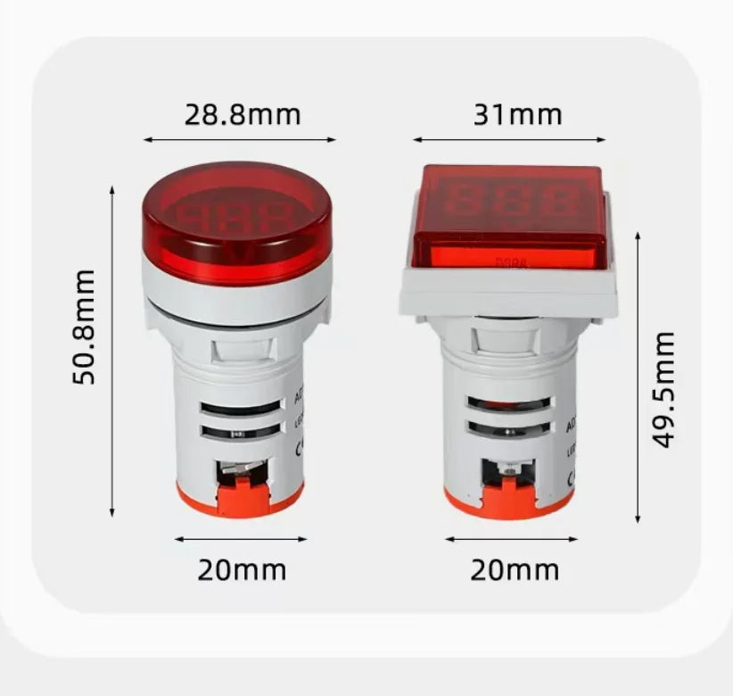Mini LED Digital Display Voltmeter Alternating Current 60V-500V Digital Display Indicator Aperture 22mm Signal Lamp