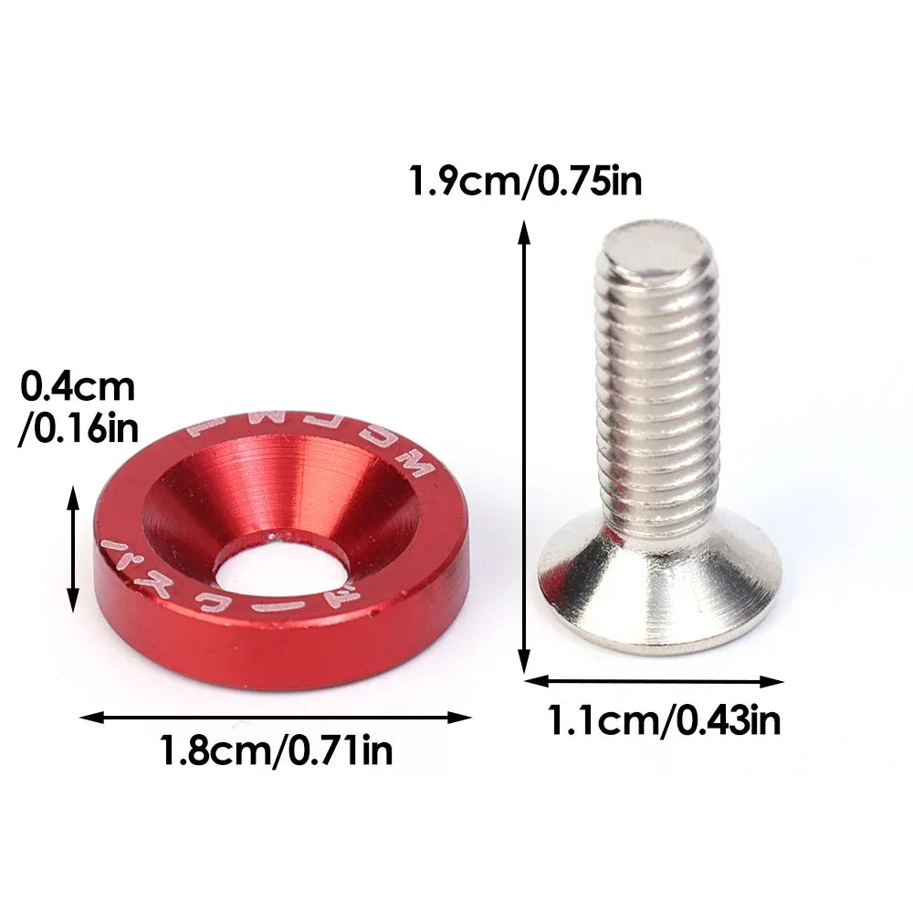 M6 Bolt Set JDM Fender Washers Bumper Engine Car Modification Gasket Screw Fender Aluminum Concave Screws Hex Fastener for Honda