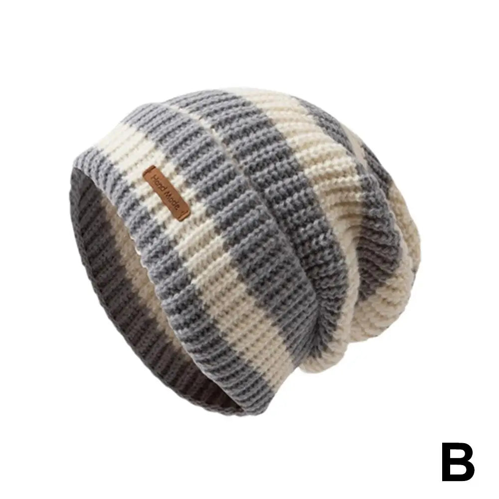 Women's Striped Baggy Beanie - Retro Knit Ear Covering Hat - photo 7