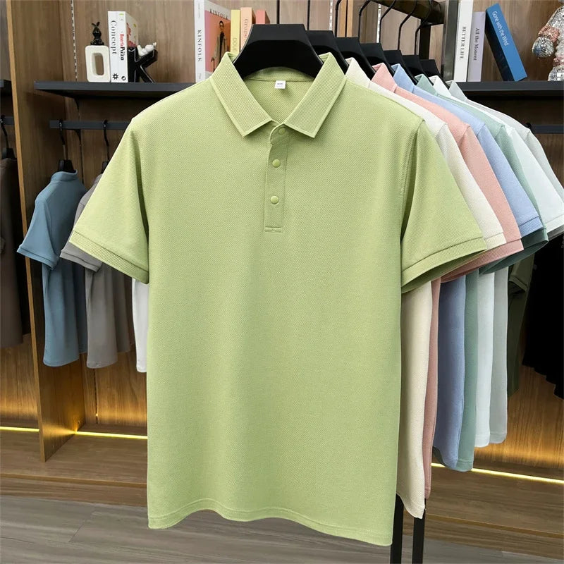 Men's All-Season Lapel Polo - Breathable, Comfortable Casual Top