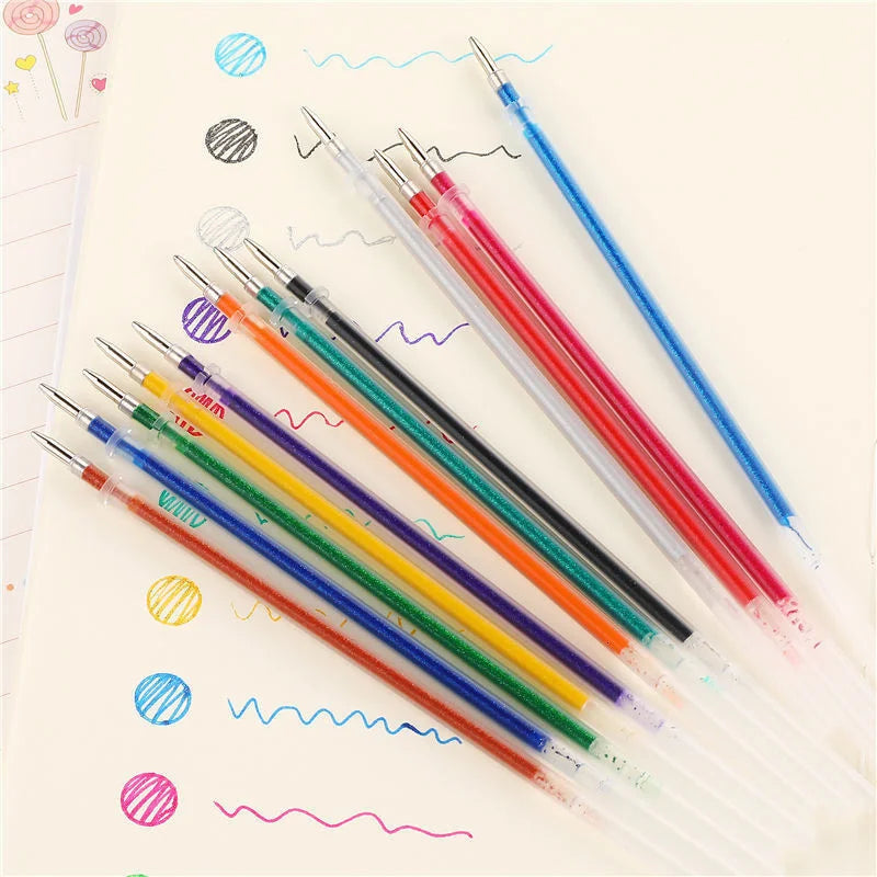 0.8mm 100 Colors Ballpoint Pen Fluorescent Refills Color Flash Pen Smooth Ink Painting Graffiti Pens Student Stationery 04116