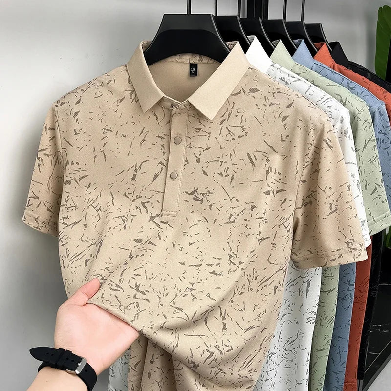 Men's Modern Polo Tee - Printed Pattern, Slim Fit Daily Style