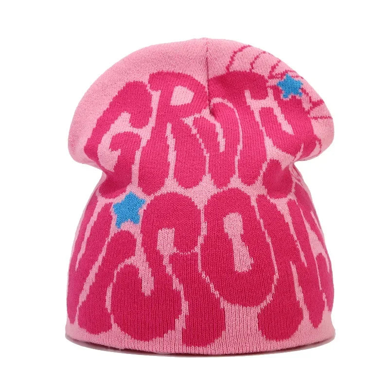 Y2K Letter Knit Beanie, Warm Ski Hat
