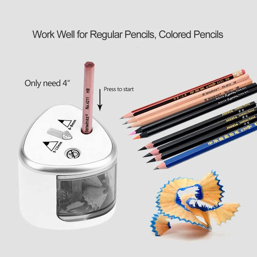 Tenwin New Two-hole Electric Automatic Pencil Sharpener Switch Pencil Sharpener Home Office School Supplies Stationery Art