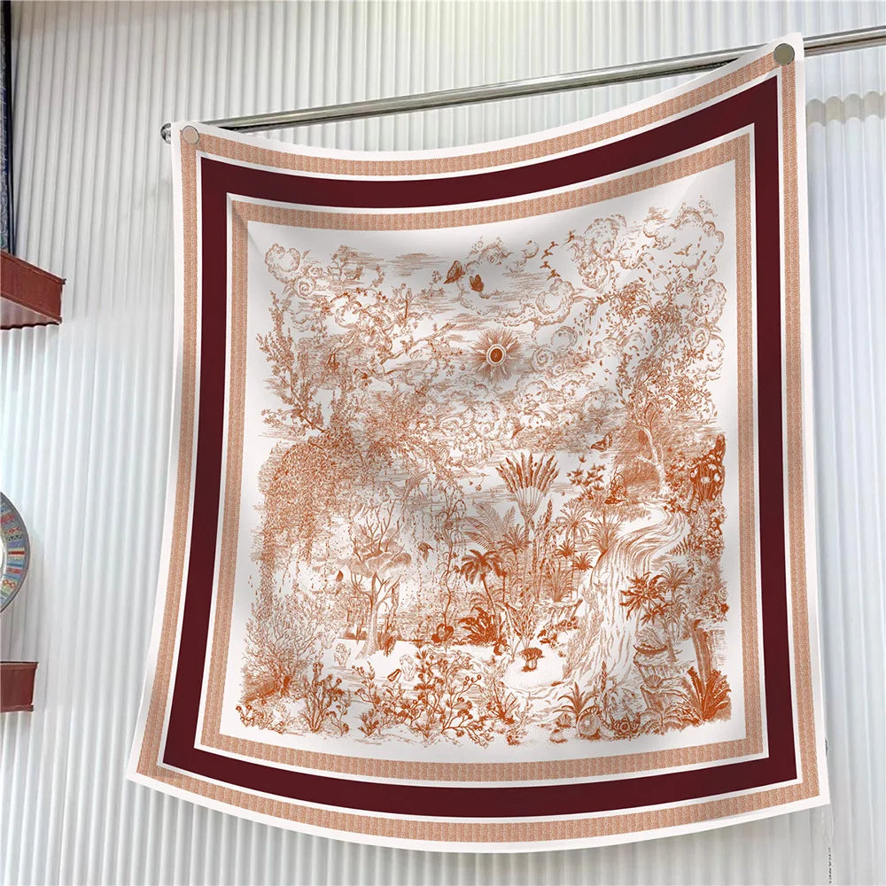 90cm Elegant Floral Silk Scarf for Women - Versatile Fashion Accessory