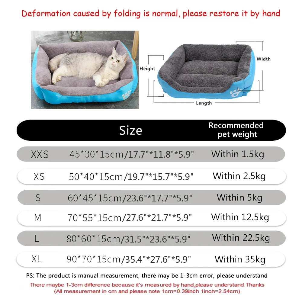 Soft Square Dog & Cat Bed — Washable Elastic Pet Sofa Cushion