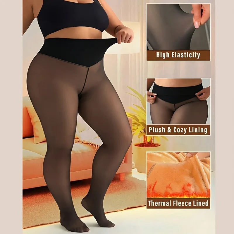 Women's Fleece-Lined Sheer Tights, Thermal Leggings