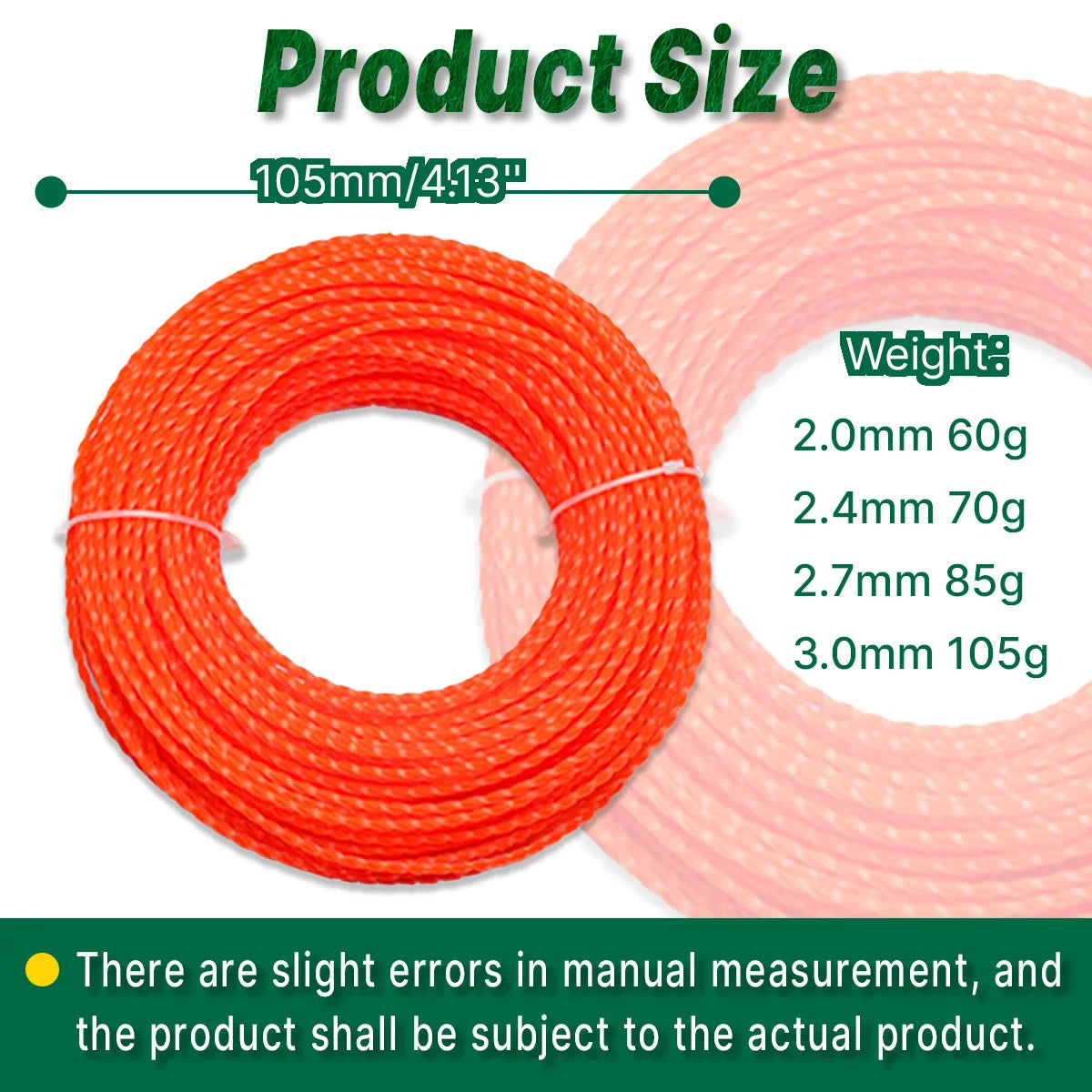 15m*2.0/2.4/2.7/3mm Mowing Nylon Grass Trimmer Rope Brush Cutter Strimmer Line Mowing Wire Lawn Mower Accessory（circle shape）