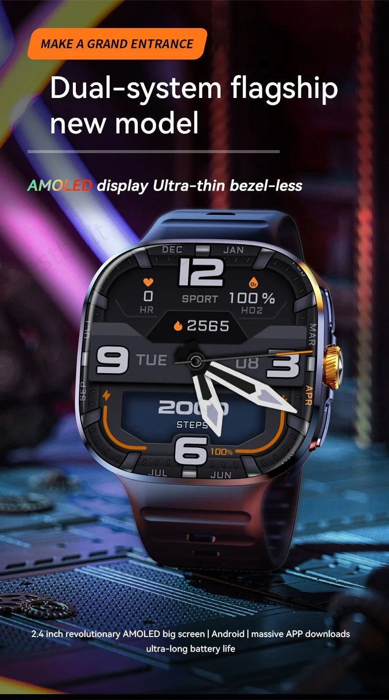 M99 Smartwatch 2.4inch Large Amoled Screen Game 4G/5G LTE Android 10.0 Smart Watch 2100Mah Battery For Men Women Adult Student