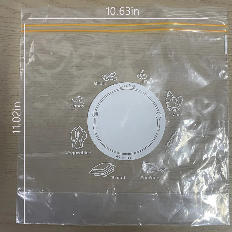 50PCS Reusable Double Seal Ziplock Bags – Food-Grade BPA-Free Clear Storage with Labeling Area | 10.63×11.02in