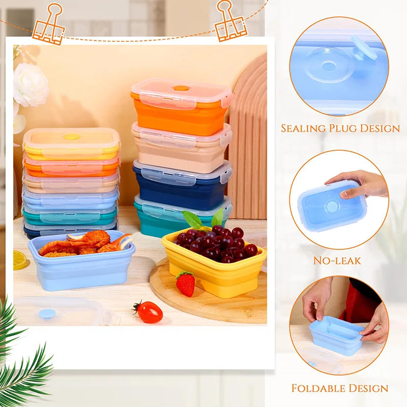 Collapsible Silicone Lunch Box - Stackable Food Storage Containers