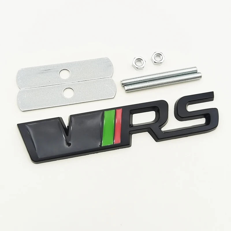3d Metal RS Logo VRS Car Front Grill Emblem Rear Trunk Badge for Skoda VRS Octavia 1 2 3 Rapid Kodiaq Karoq Fabia Kamiq Superb