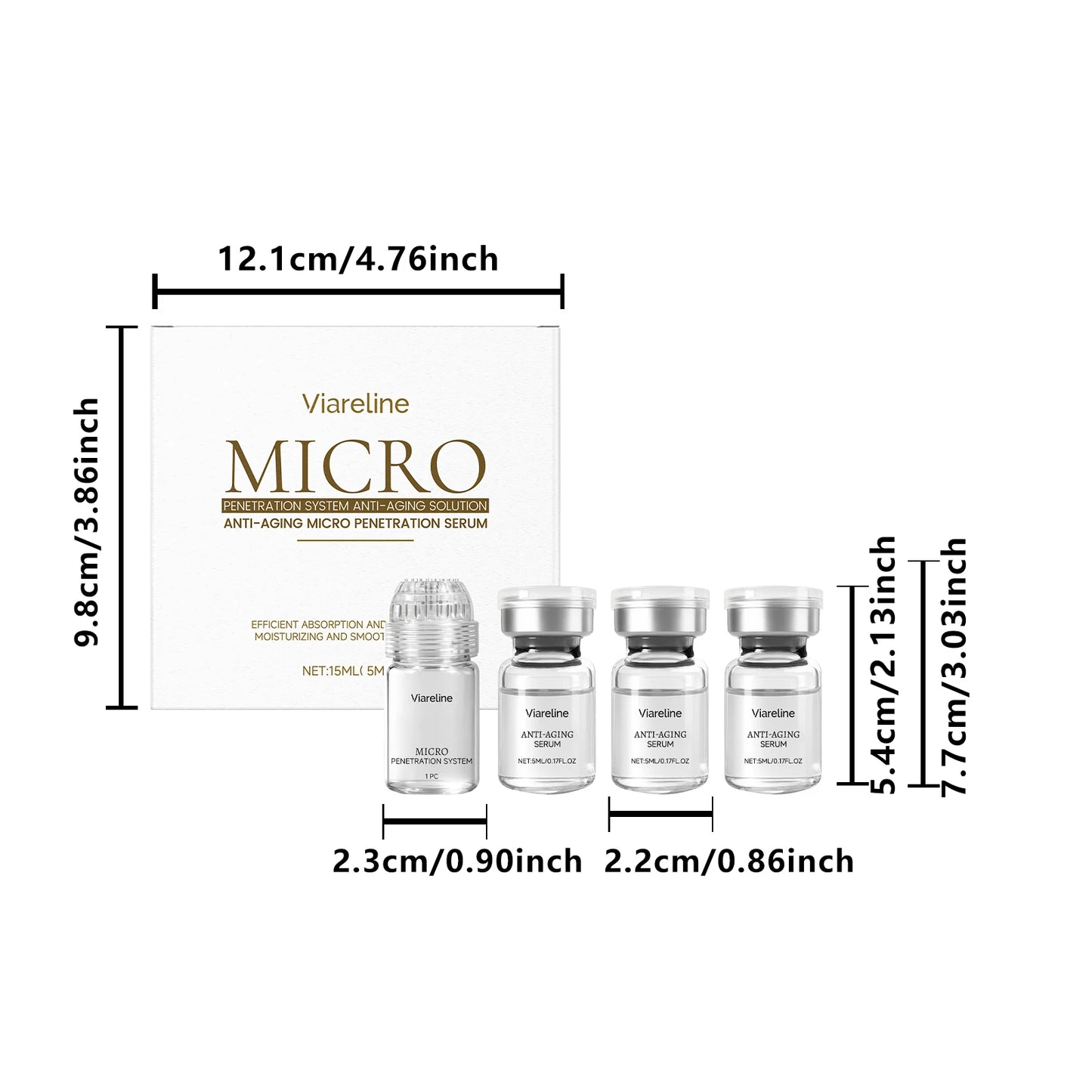Hexapeptide Collagen Microneedle Serum Set Hydrating Facial Roller Beauty Device Pro Home Beauty Care Kit Glowing Skincare