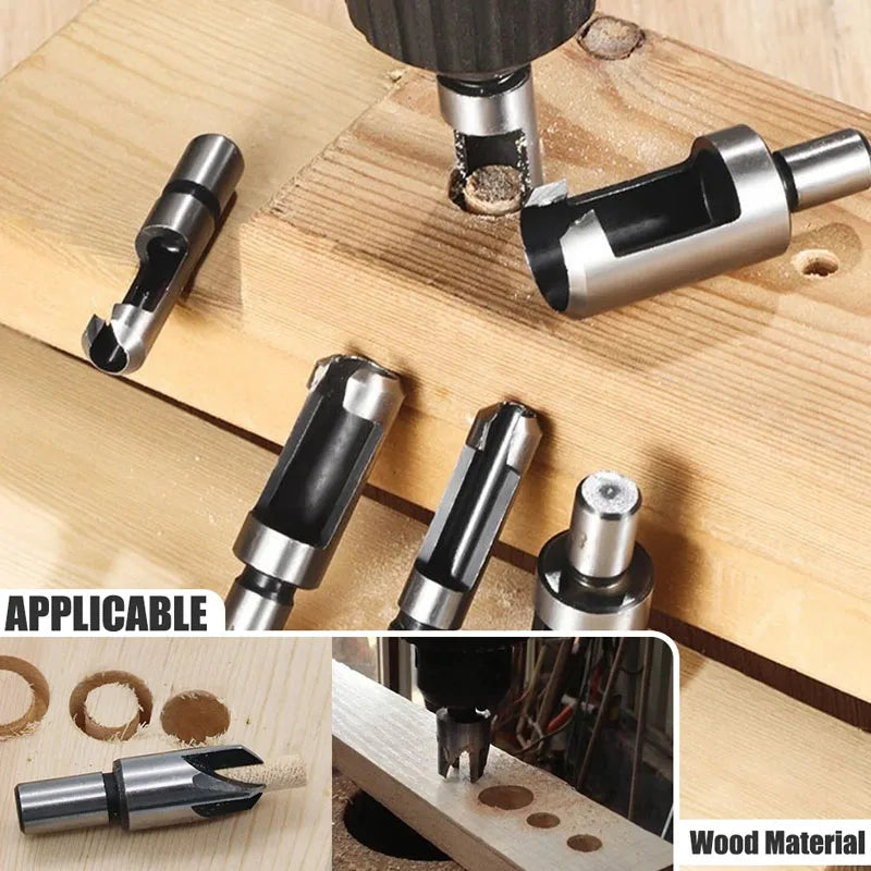 8 Pc Wood Plug Cutter Set, Carbon Steel Tenon Drill Bits