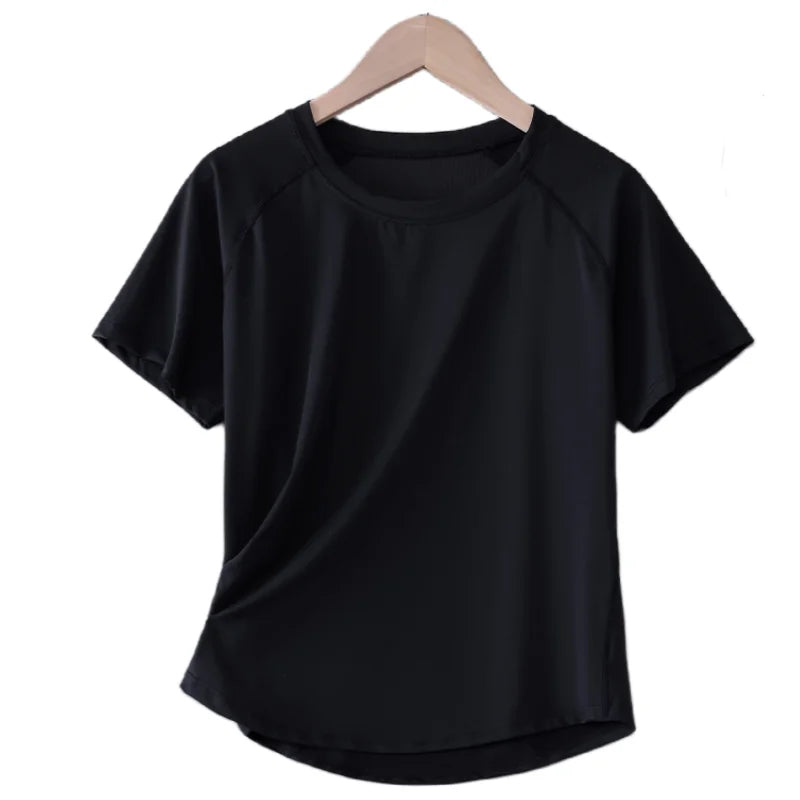 Women's Quick-Dry Sports Tee — Loose Short-Sleeve Running & Gym Top