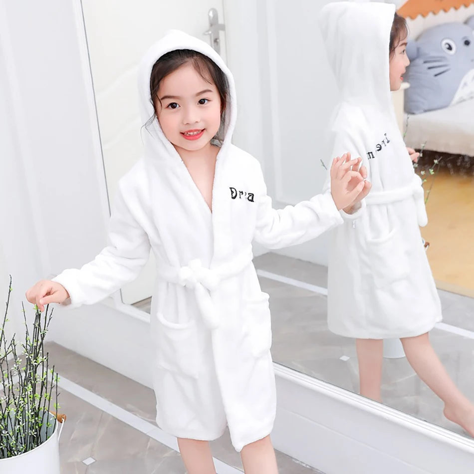 Kids Hooded Fleece Bathrobe - Cute Cartoon Robe for Boys and Girls - photo 2