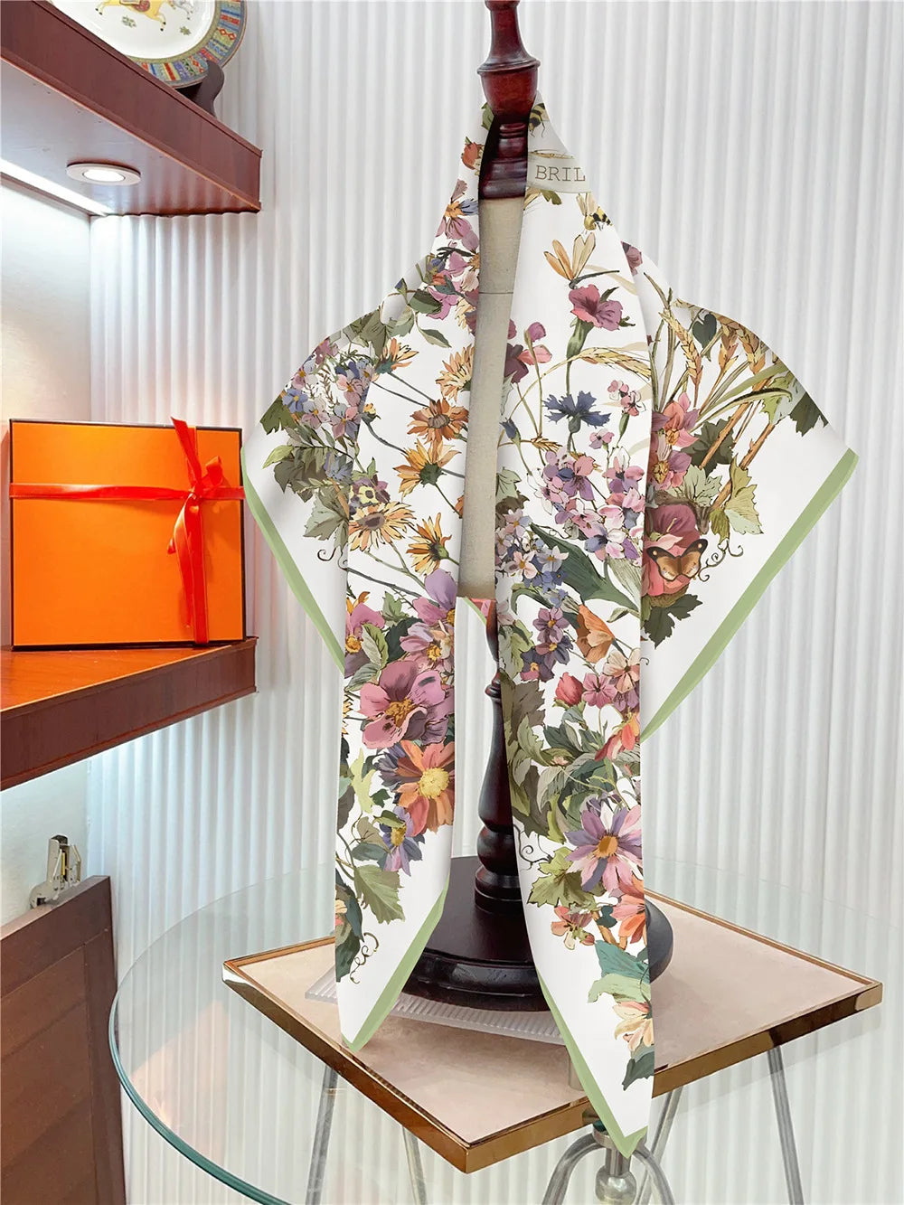 90cm Elegant Floral Silk Scarf for Women - Versatile Fashion Accessory
