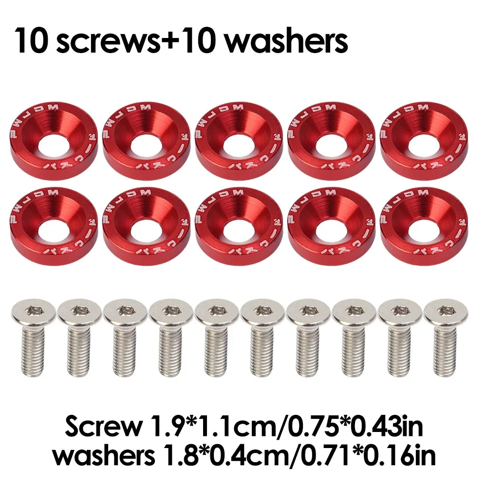 M6 Bolt Set JDM Fender Washers Bumper Engine Car Modification Gasket Screw Fender Aluminum Concave Screws Hex Fastener for Honda
