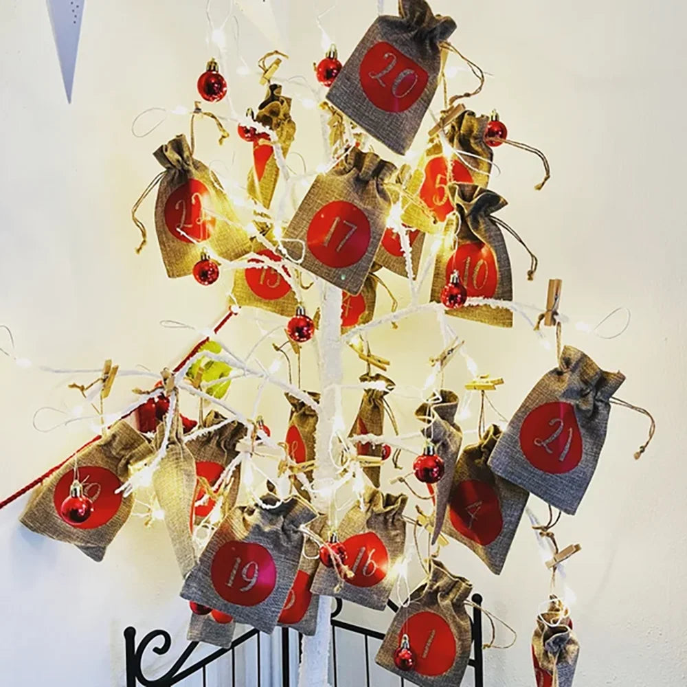 Advent Calendar Kit 24 Christmas Advent Calendar Bag Countdown To Christmas Home Fireplace Decoration Xmas Eve Stocking Present