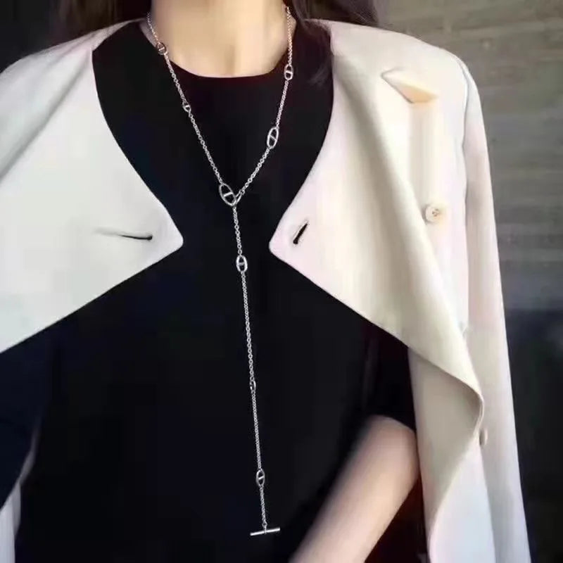 Stainless Steel Couple Necklace — Convertible Layered Bracelet