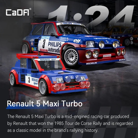 Cada 1:24 Building Block Maxi Turbo Car Set Renault Super Sports Car Retro Car Bricks Birthday Christmas Gift for Adult Boys