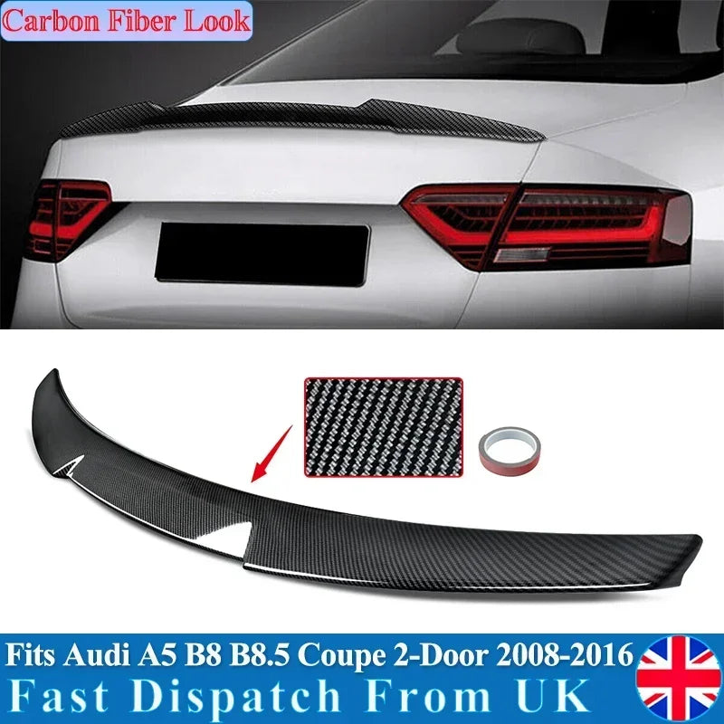 Carbon-Look Rear Boot Spoiler Wing for Audi A5 S5 RS5 B8 Coupe (2008–2016)