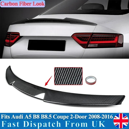 Carbon-Look Rear Boot Spoiler Wing for Audi A5 S5 RS5 B8 Coupe (2008–2016)